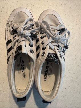adidas Kids White and Black Three-Stripe Sneakers